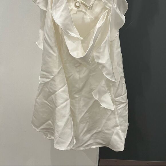 NWT Nana Jacqueline Mini Dress White Satin Karina Ruffle Wedding Bridal size S - Picture 4 of 7